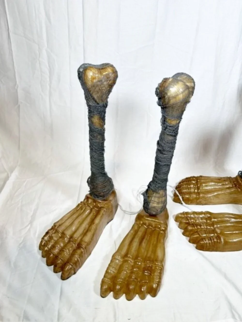Vintage 2 Pairs of Skeleton Legs Feet Ghost Foot Light Set Halloween Prop